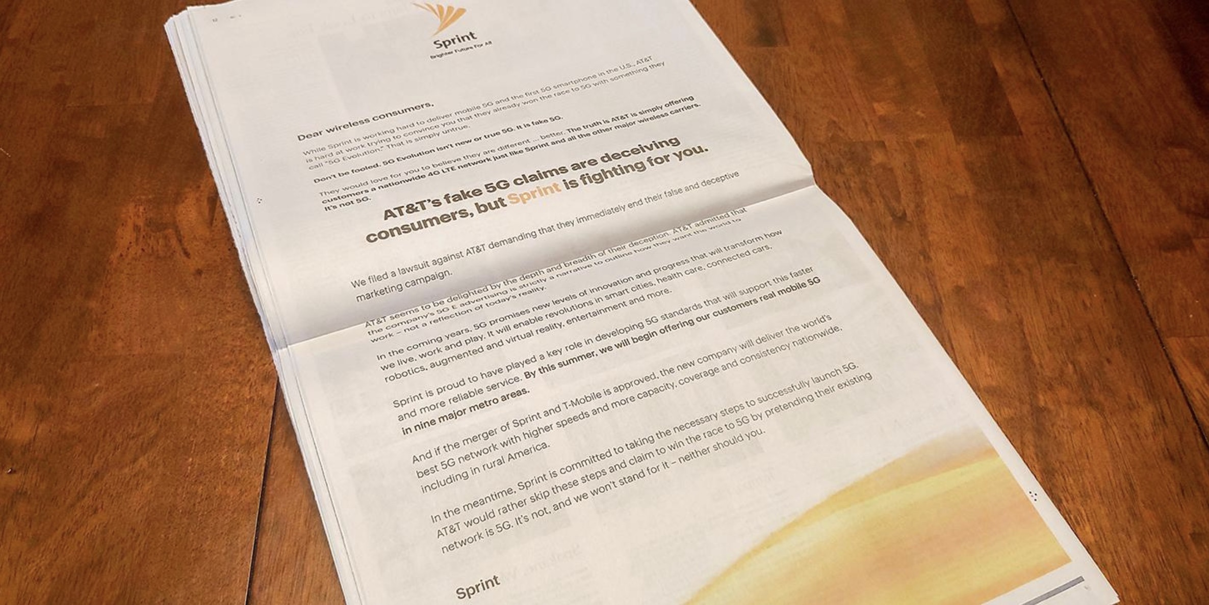 Sprint's open letter to consumers. 