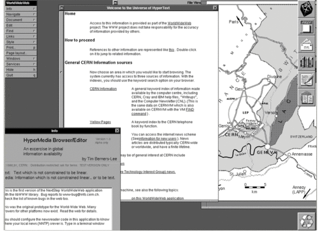 An early CERN Web browser, circa 1990