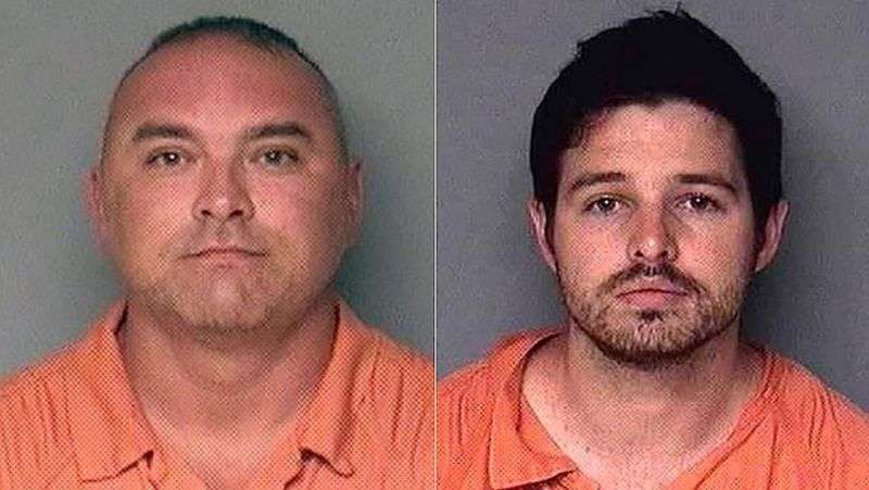 Mug shots of Gary De Mercurio, left, and Justin Wynn.