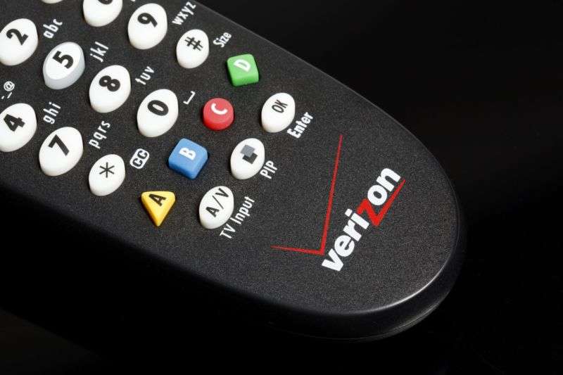 A Verizon FiOS TV remote control.