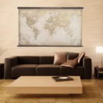 World map on the living room wall